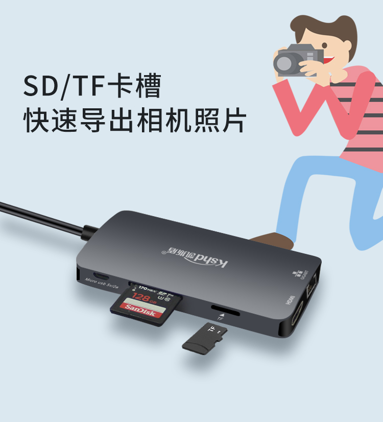 USB3.0八合一多功能扩展坞