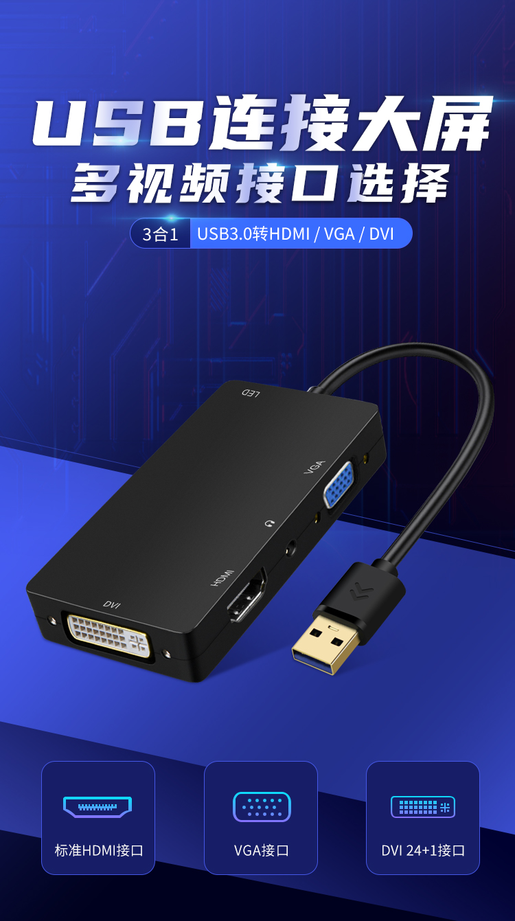 USB3.0转三合一视频转换器