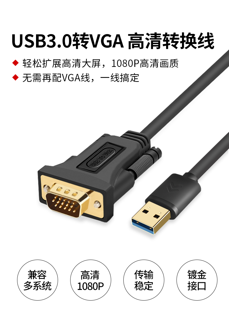 USB3.0 to VGA video conversion cable