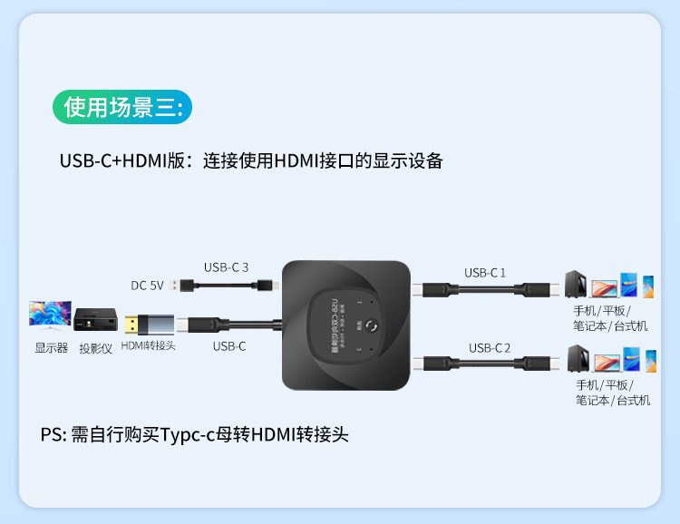 USB-C双向全功能切换器
